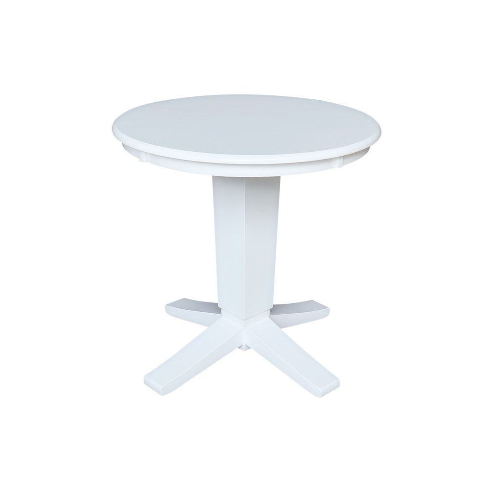30 in Round Top Pedestal Dining Table in White