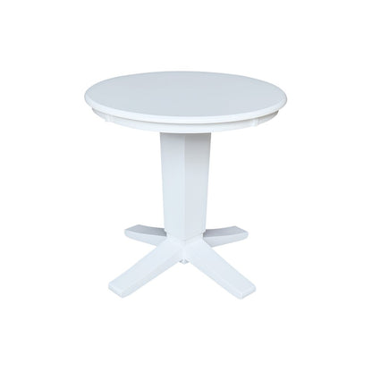 30 in Round Top Pedestal Dining Table with 2 Dining Chairs in White - 3 Pcs Set