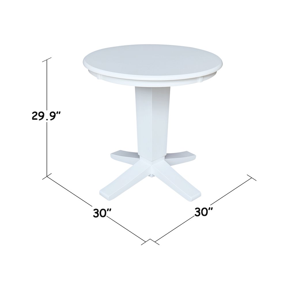 30 in Round Top Pedestal Dining Table in White