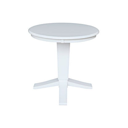 30 in Round Top Pedestal Dining Table in White