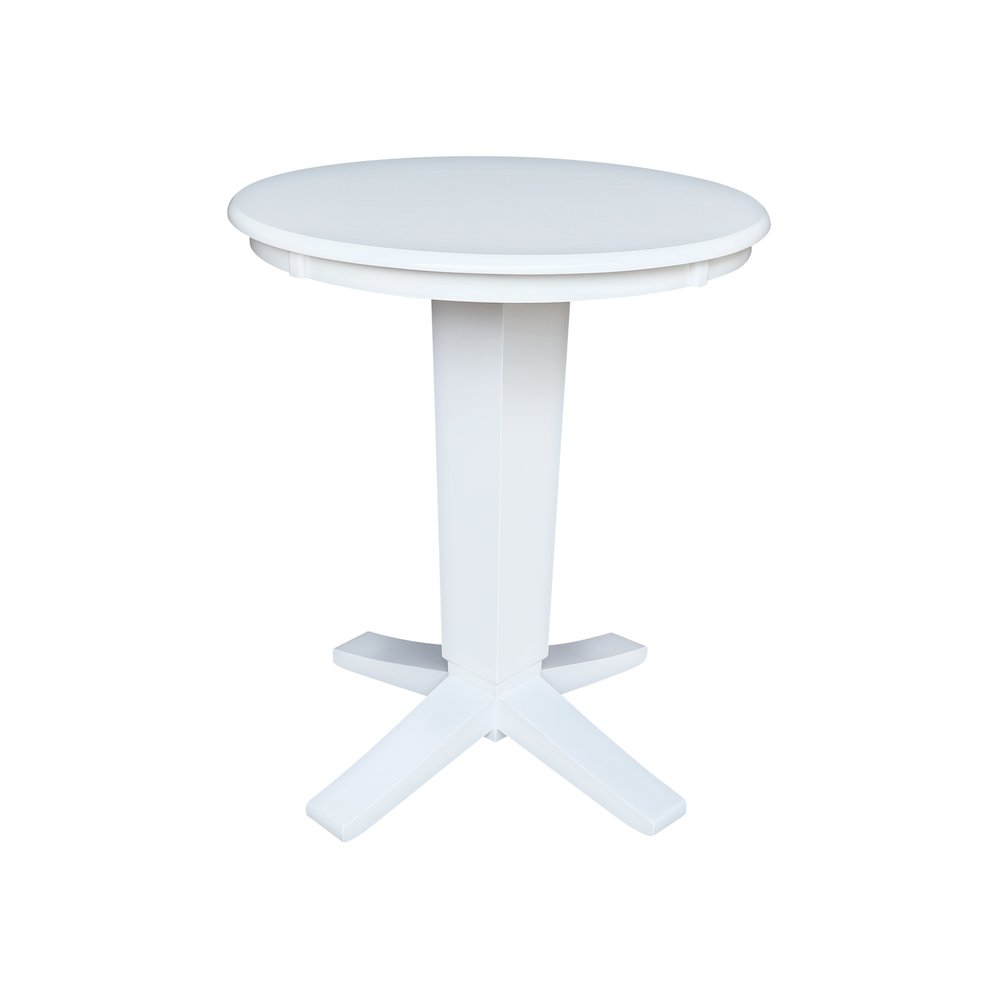 30 in Round Top Counter Height Dining Table with 2 Stools in White - 3 Piece Set