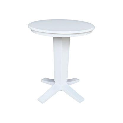 30 in Round Top Counter Height Dining Table with 2 Stools in White - 3 Piece Set