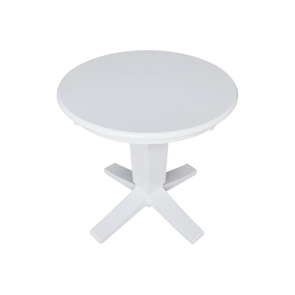 30 in Round Top Pedestal Dining Table in White