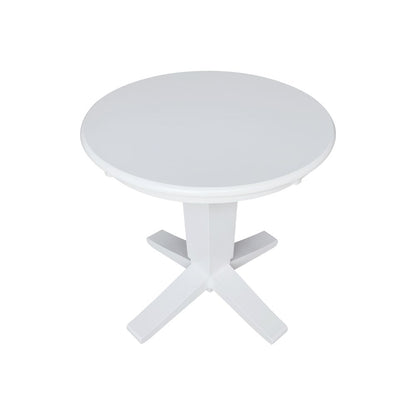 30 in Round Top Pedestal Dining Table in White
