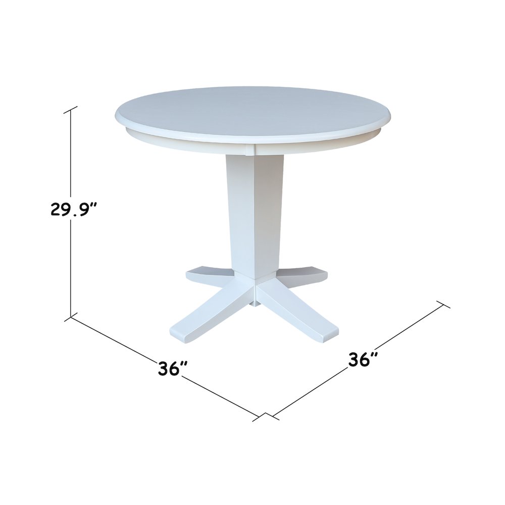 36 in Round Top Pedestal Dining Table in White