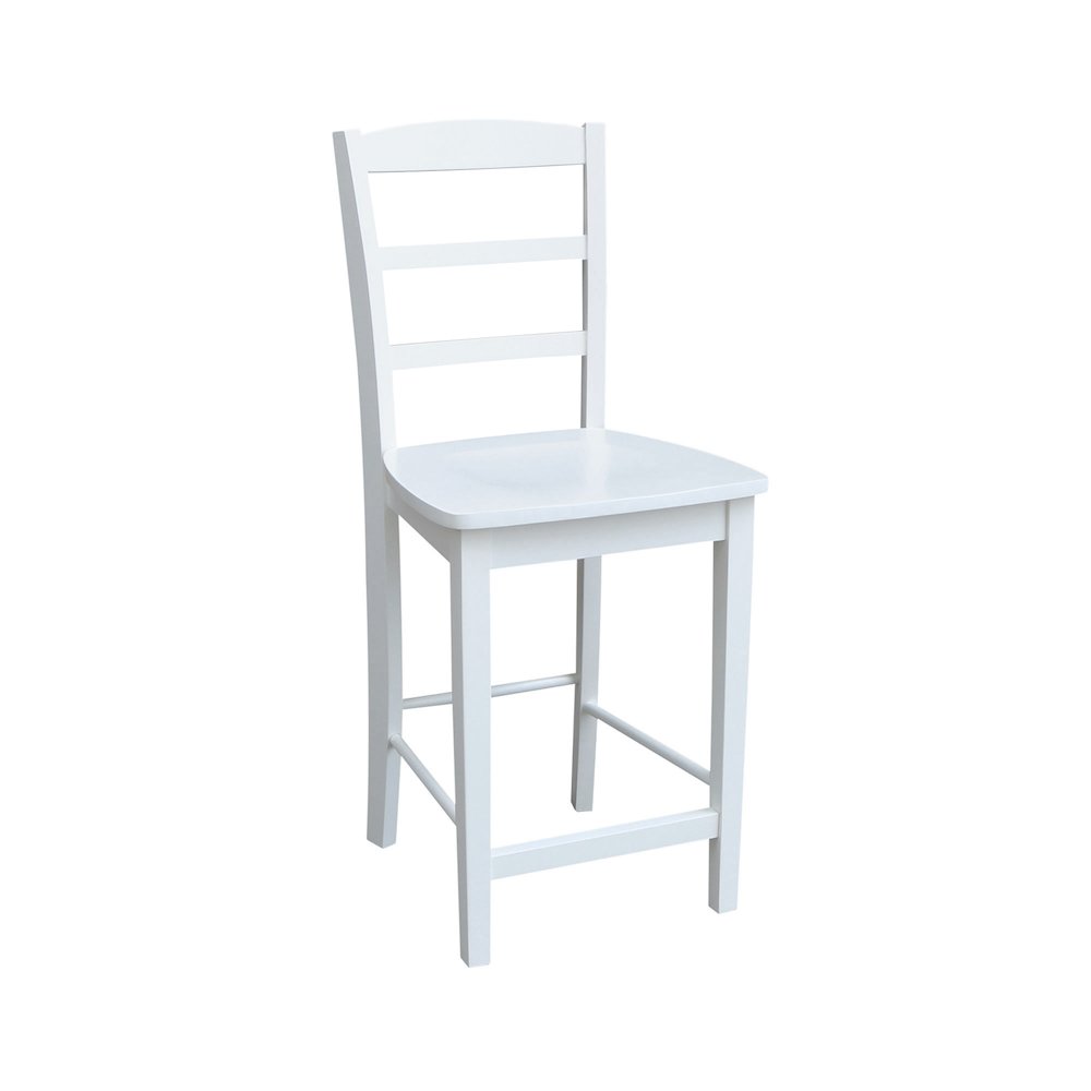 36 in Round Top Counter Height Dining Table with 2 Stools in White - 3 Piece Set