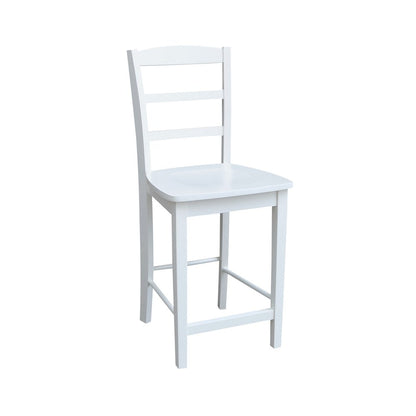 36 in Round Top Counter Height Dining Table with 2 Stools in White - 3 Piece Set