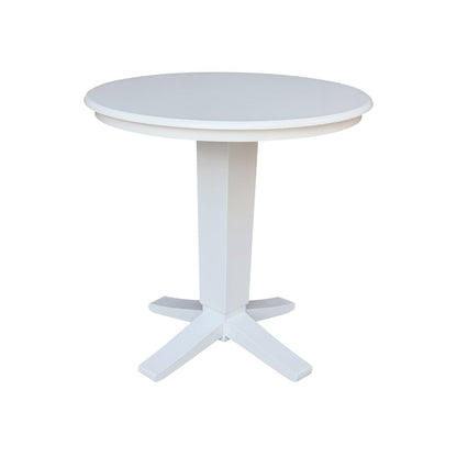 36 in Round Top Counter Height Dining Table with 2 Stools in White - 3 Piece Set
