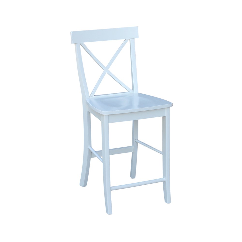 36 in Round Top Counter Height Dining Table with 4 Stools in White - 5 Piece Set