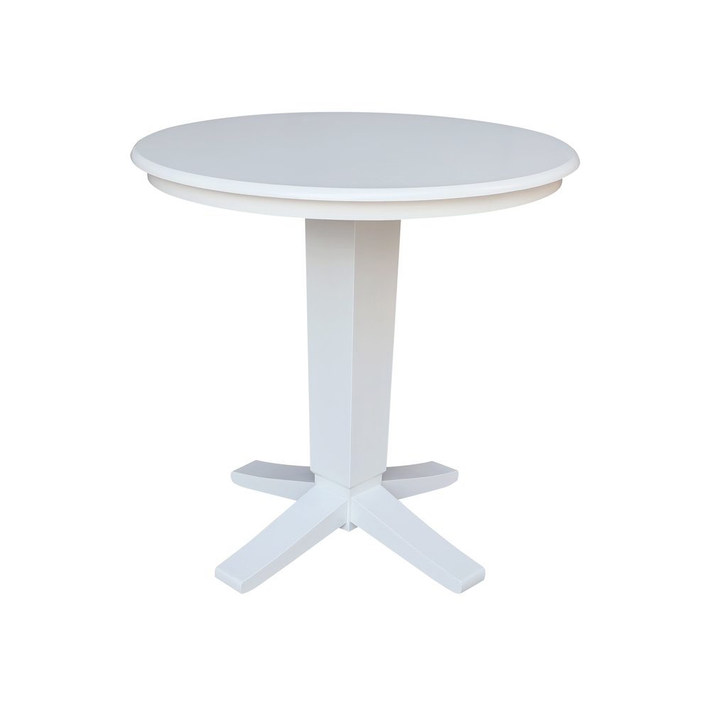 36 in Round Top Counter Height Dining Table with 4 Stools in White - 5 Piece Set