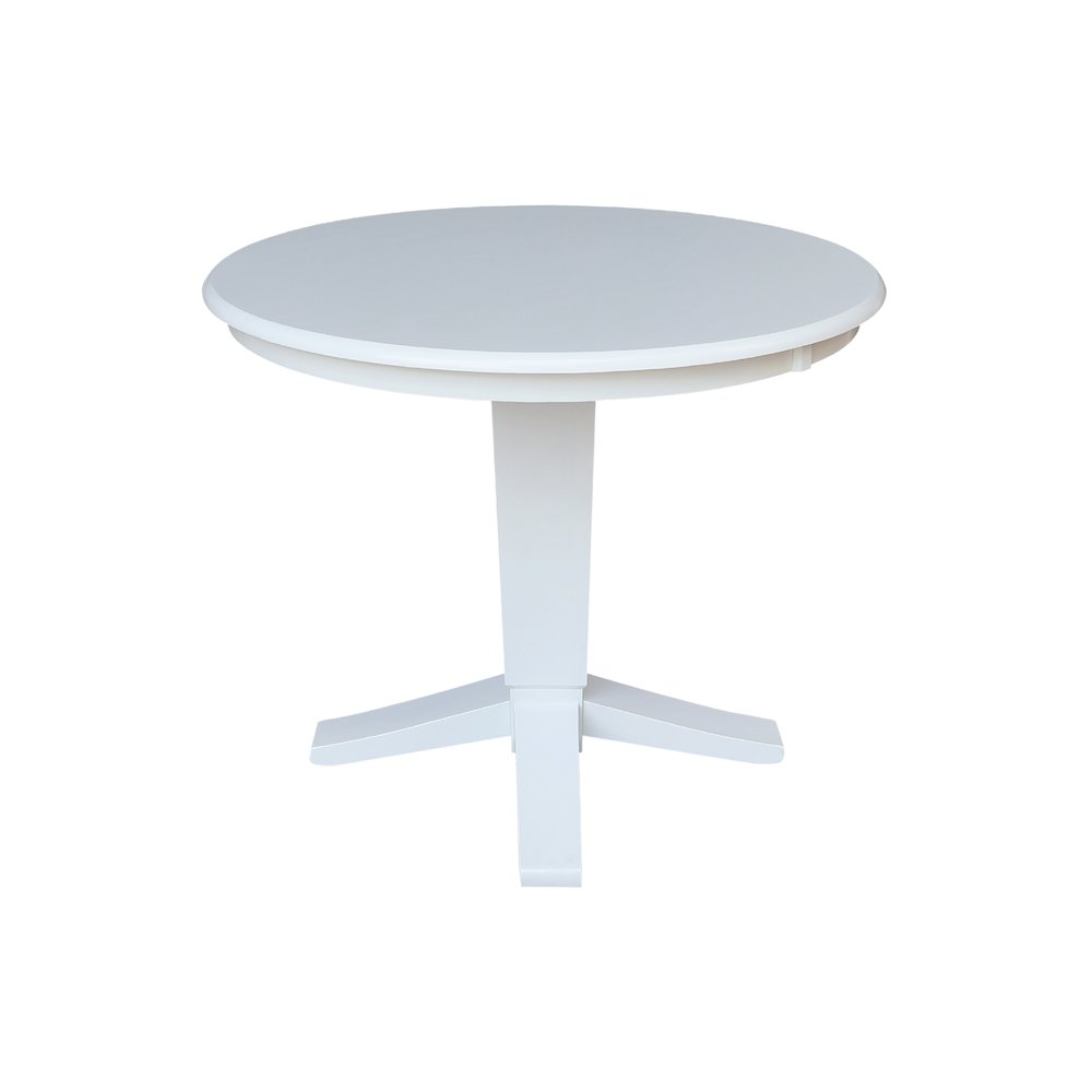 36 in Round Top Pedestal Dining Table in White