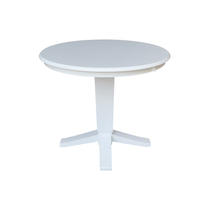 36 in Round Top Pedestal Dining Table in White