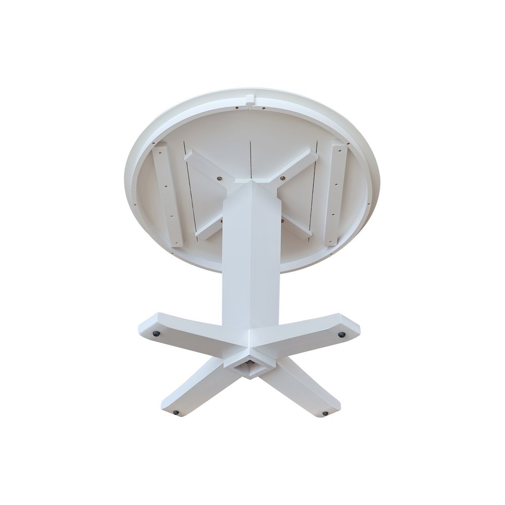 36 in Round Top Pedestal Dining Table in White
