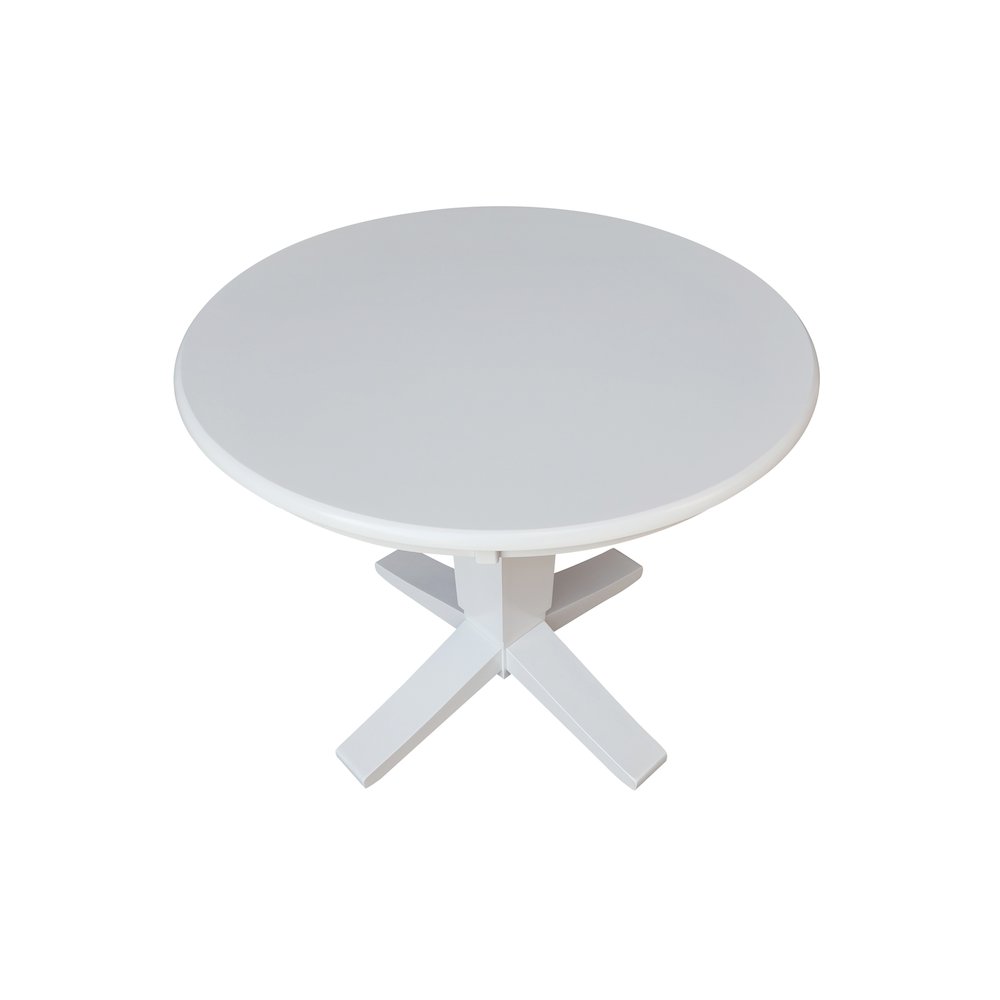 36 in Round Top Pedestal Dining Table in White