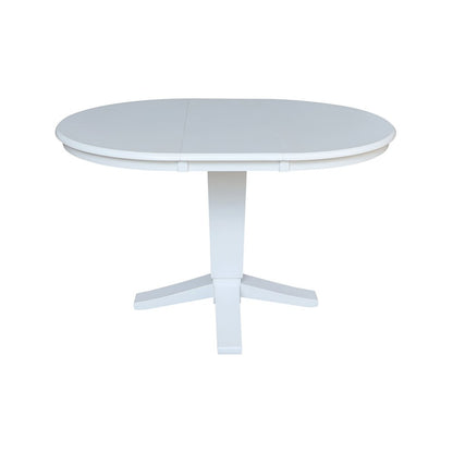 36 in Round Extension Dining Table with 12 in Leaf and 4 Dining Chairs, 5Pcs Set