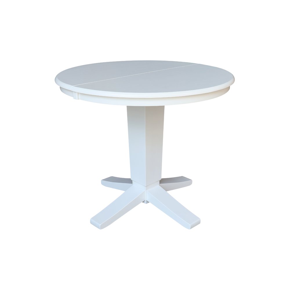 36 in Round Extension Dining Table with 12 in Leaf and 2 Dining Chairs, 3Pcs Set