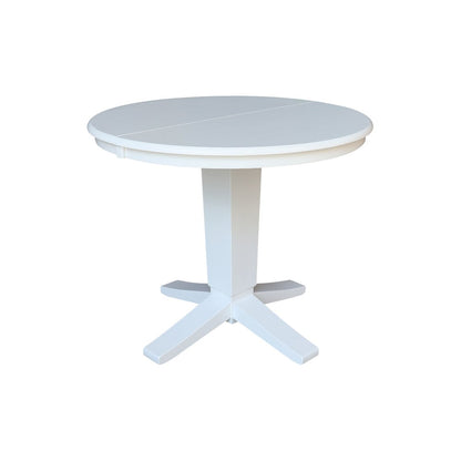 36 in Round Extension Dining Table with 12 in Leaf and 2 Dining Chairs, 3Pcs Set