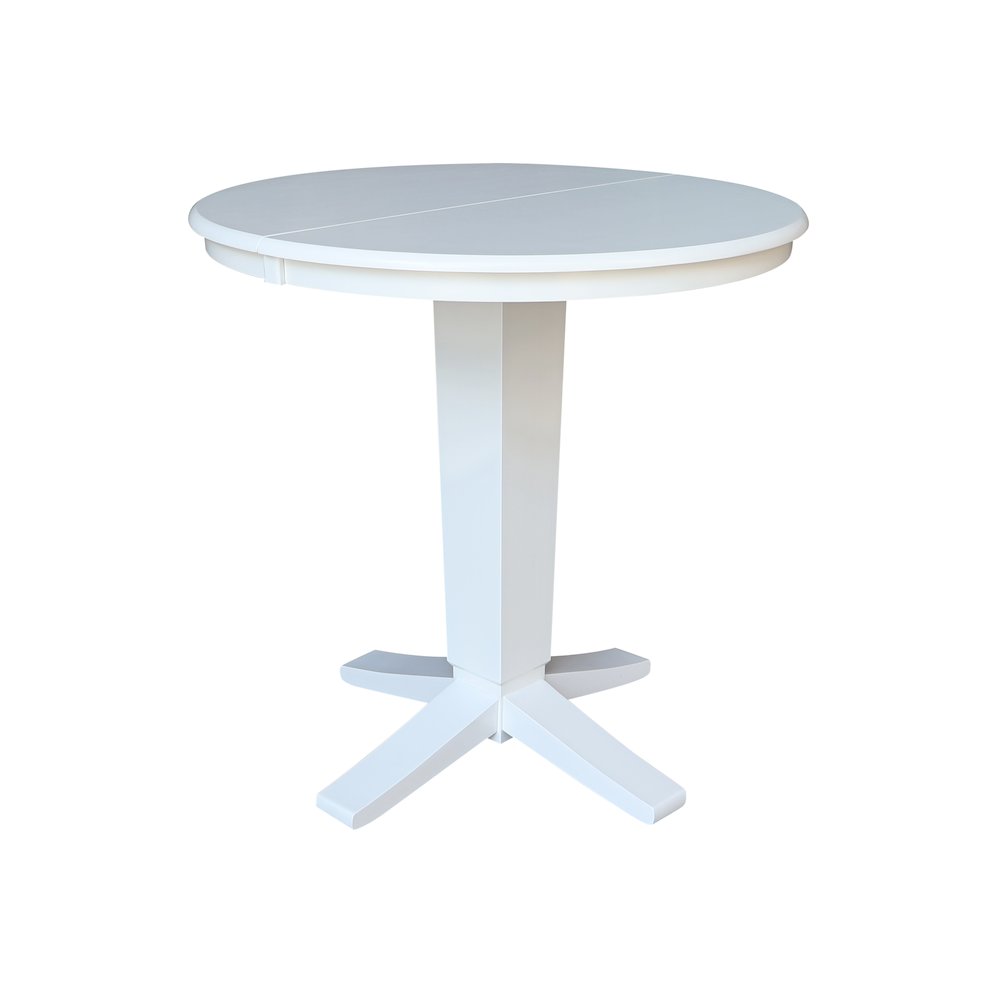 36 in Round Counter Height Dining Table with 12 in Leaf and 2 Stools - 3 Pcs Set