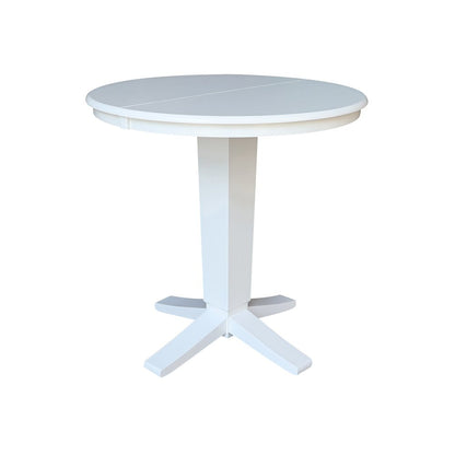 36 in Round Counter Height Dining Table with 12 in Leaf and 2 Stools - 3 Pcs Set