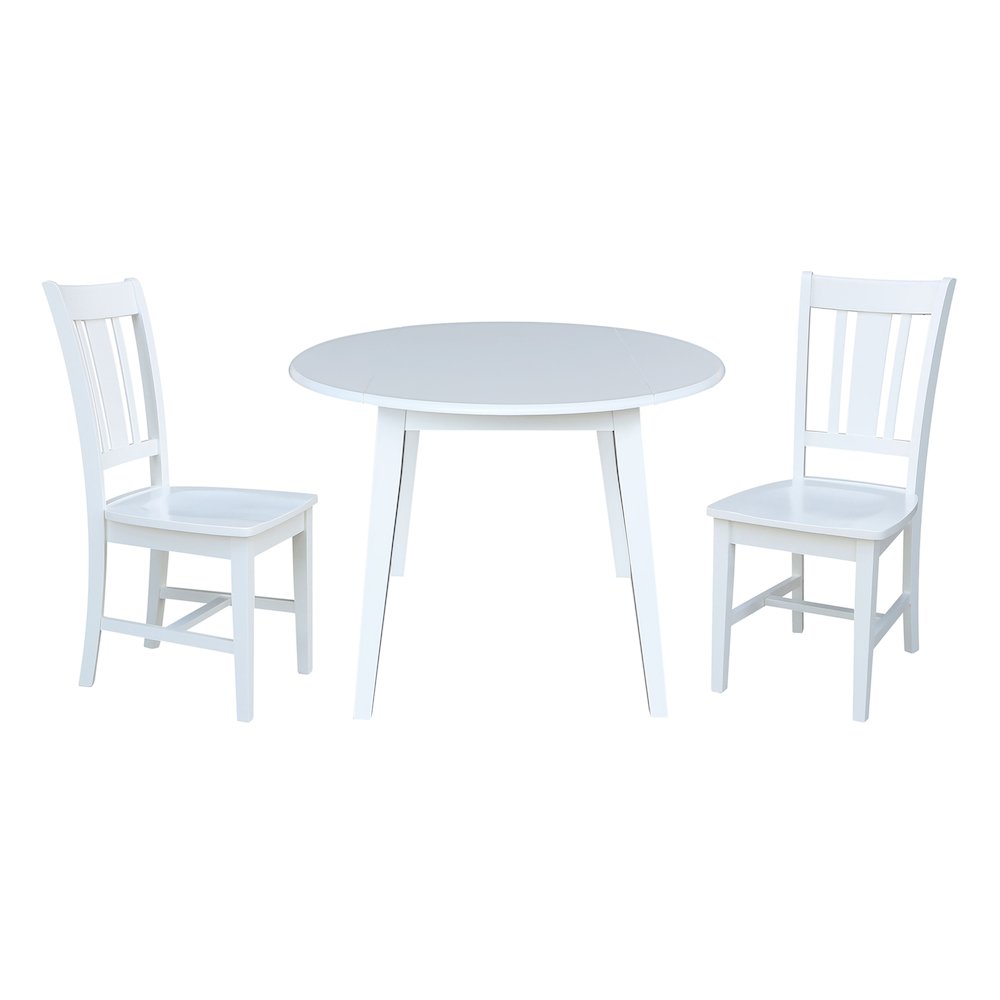 Set of 3 pcs - 42" Round Dual Drop Leaf Table with 2 RTA chairs