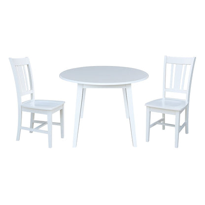 Set of 3 pcs - 42" Round Dual Drop Leaf Table with 2 RTA chairs