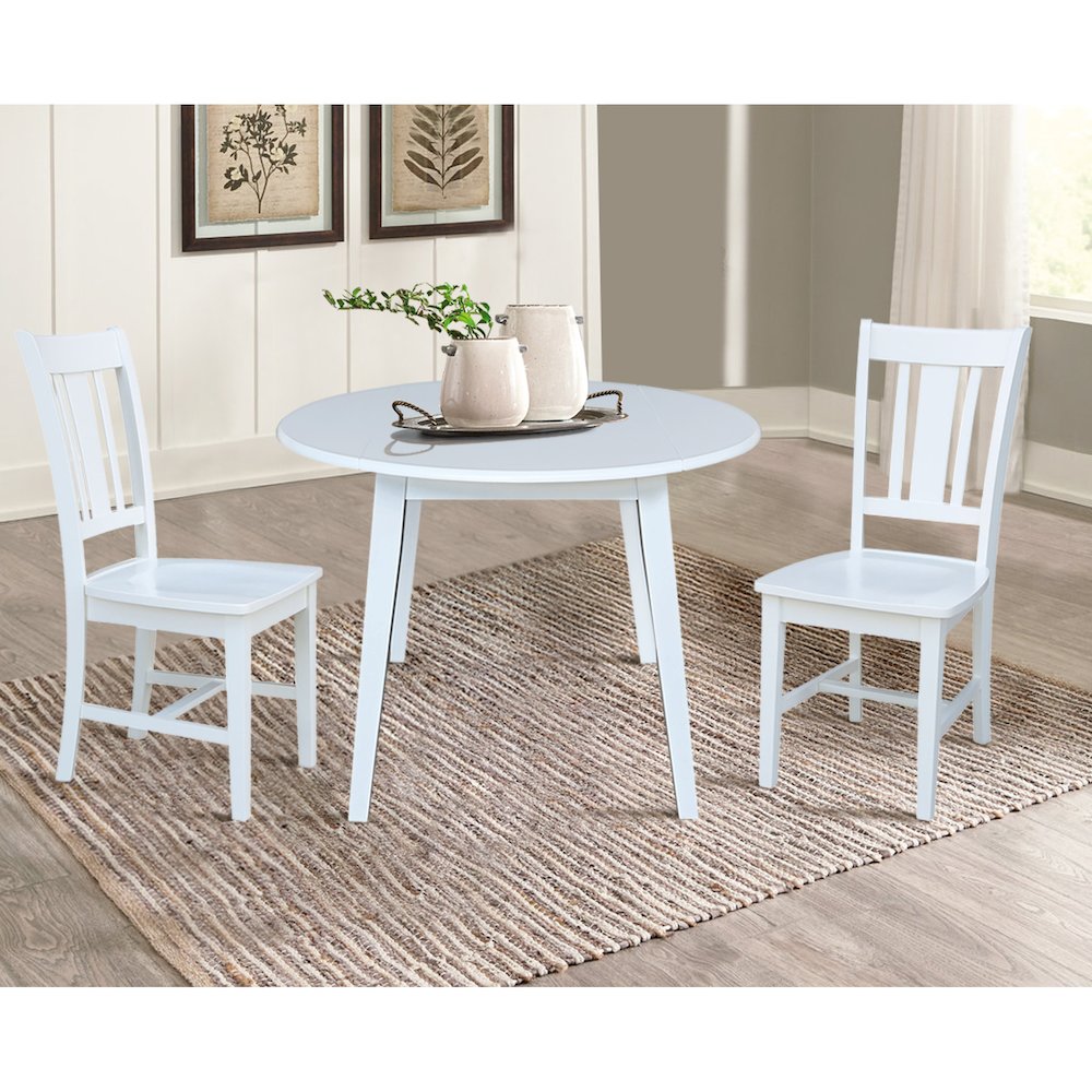 Set of 3 pcs - 42" Round Dual Drop Leaf Table with 2 RTA chairs