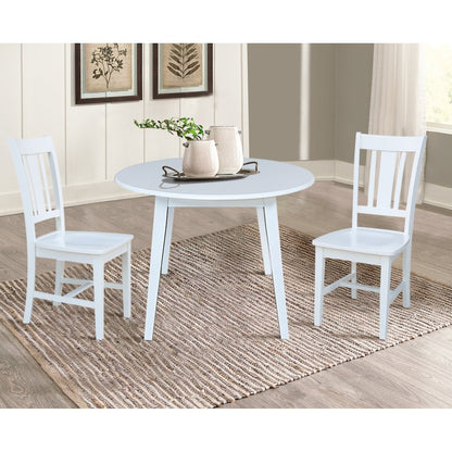 Set of 3 pcs - 42" Round Dual Drop Leaf Table with 2 RTA chairs