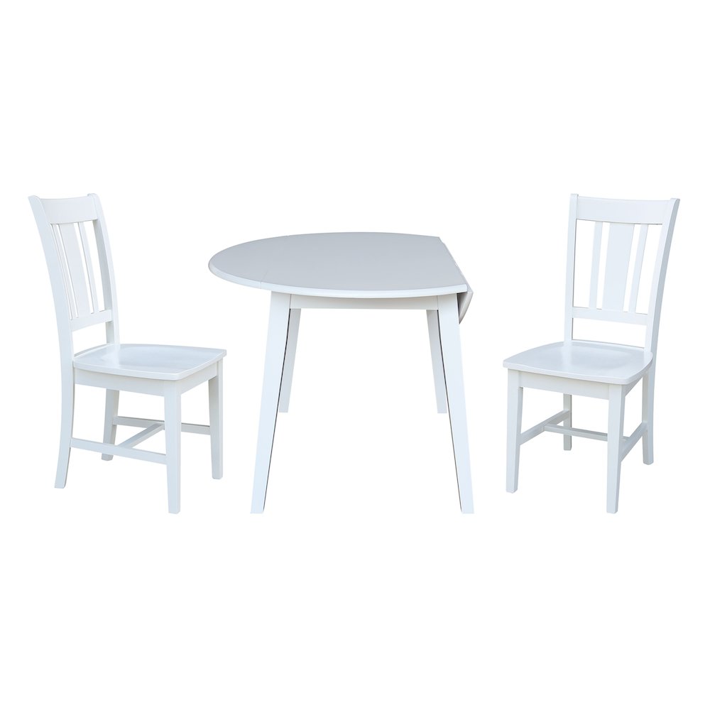 Set of 3 pcs - 42" Round Dual Drop Leaf Table with 2 RTA chairs