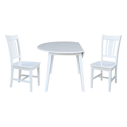 Set of 3 pcs - 42" Round Dual Drop Leaf Table with 2 RTA chairs