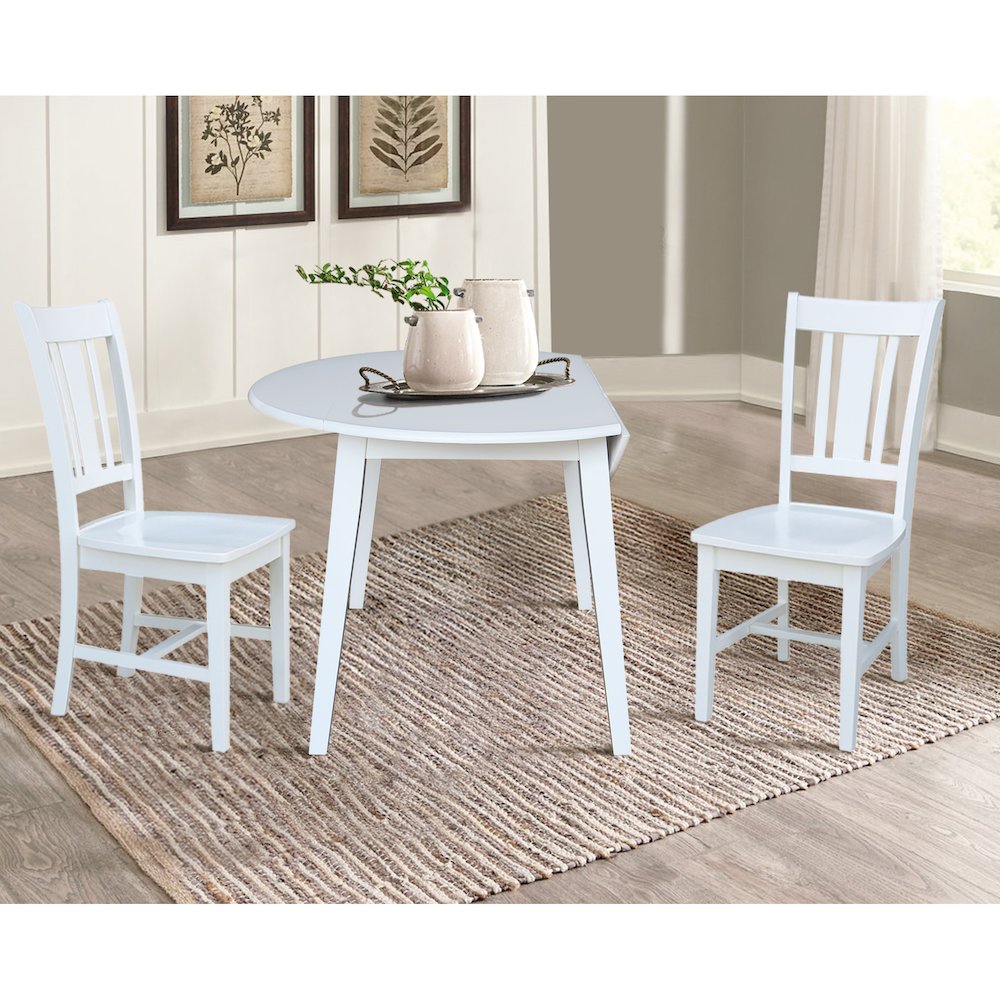 Set of 3 pcs - 42" Round Dual Drop Leaf Table with 2 RTA chairs