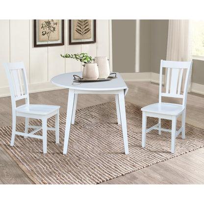 Set of 3 pcs - 42" Round Dual Drop Leaf Table with 2 RTA chairs