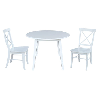 Set of 3 pcs - 42" Round Dual Drop Leaf Table with 2 RTA chairs