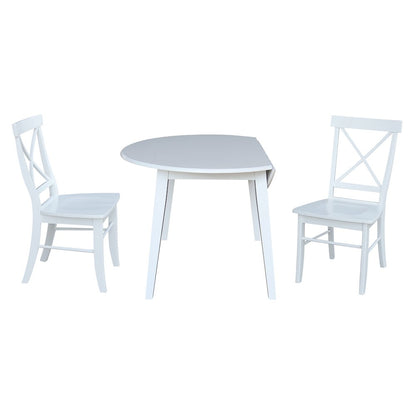 Set of 3 pcs - 42" Round Dual Drop Leaf Table with 2 RTA chairs