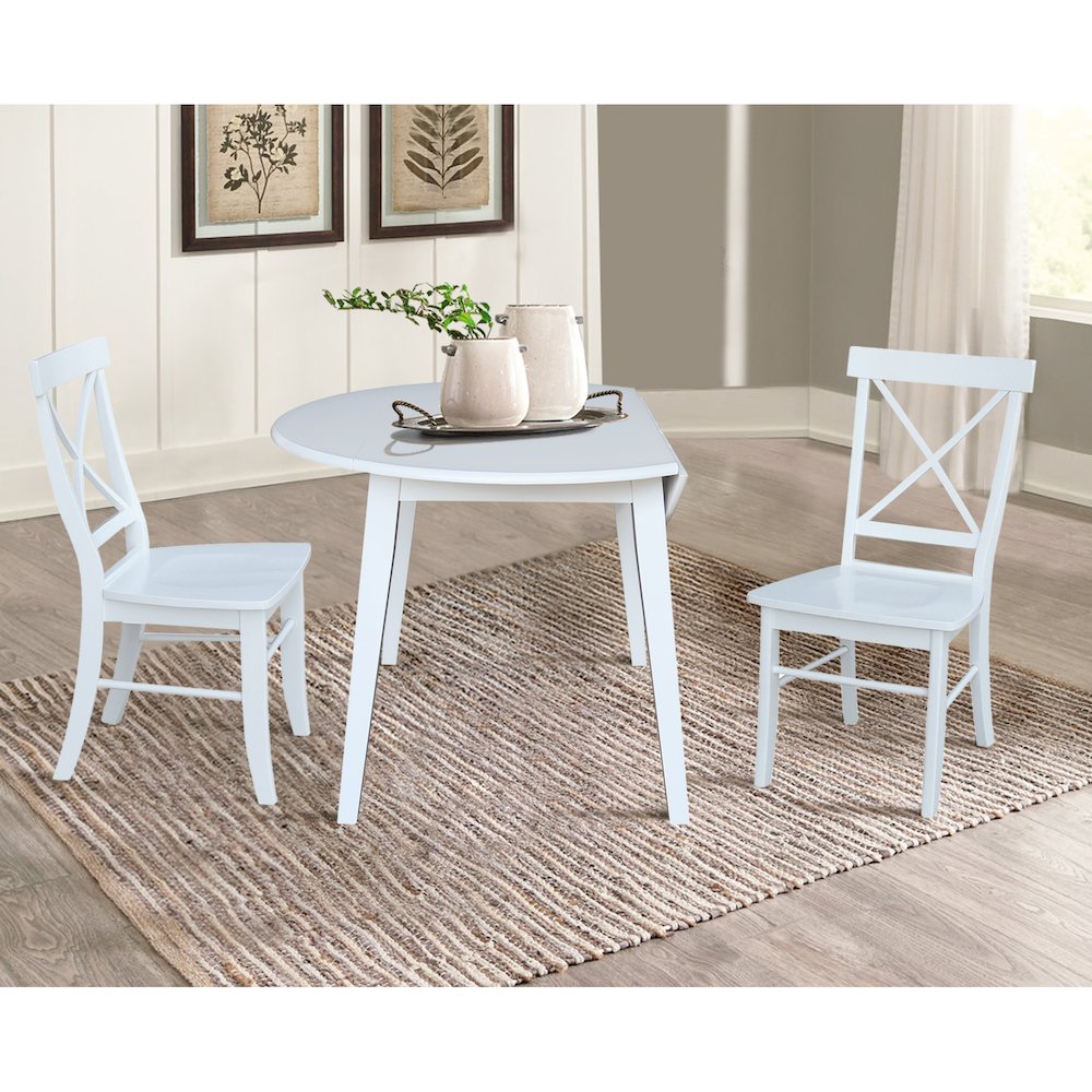 Set of 3 pcs - 42" Round Dual Drop Leaf Table with 2 RTA chairs