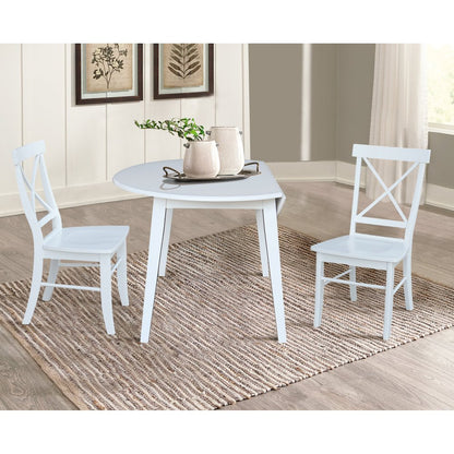 Set of 3 pcs - 42" Round Dual Drop Leaf Table with 2 RTA chairs