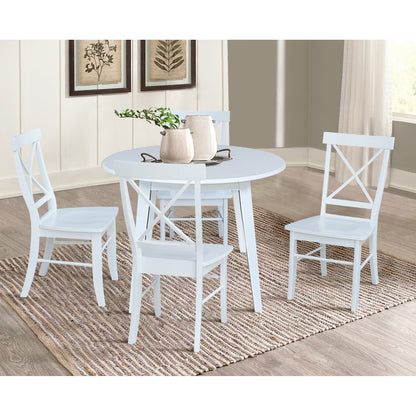 Set of 5 pcs - 42" Round Dual Drop Leaf Table with 4 RTA chairs