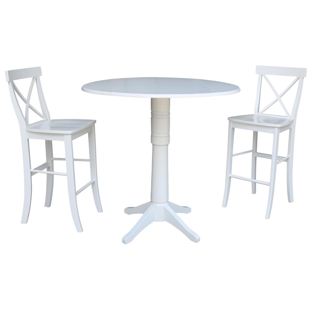 42 In Round Pedestal Bar Height Table with 2 Bar Height Stools