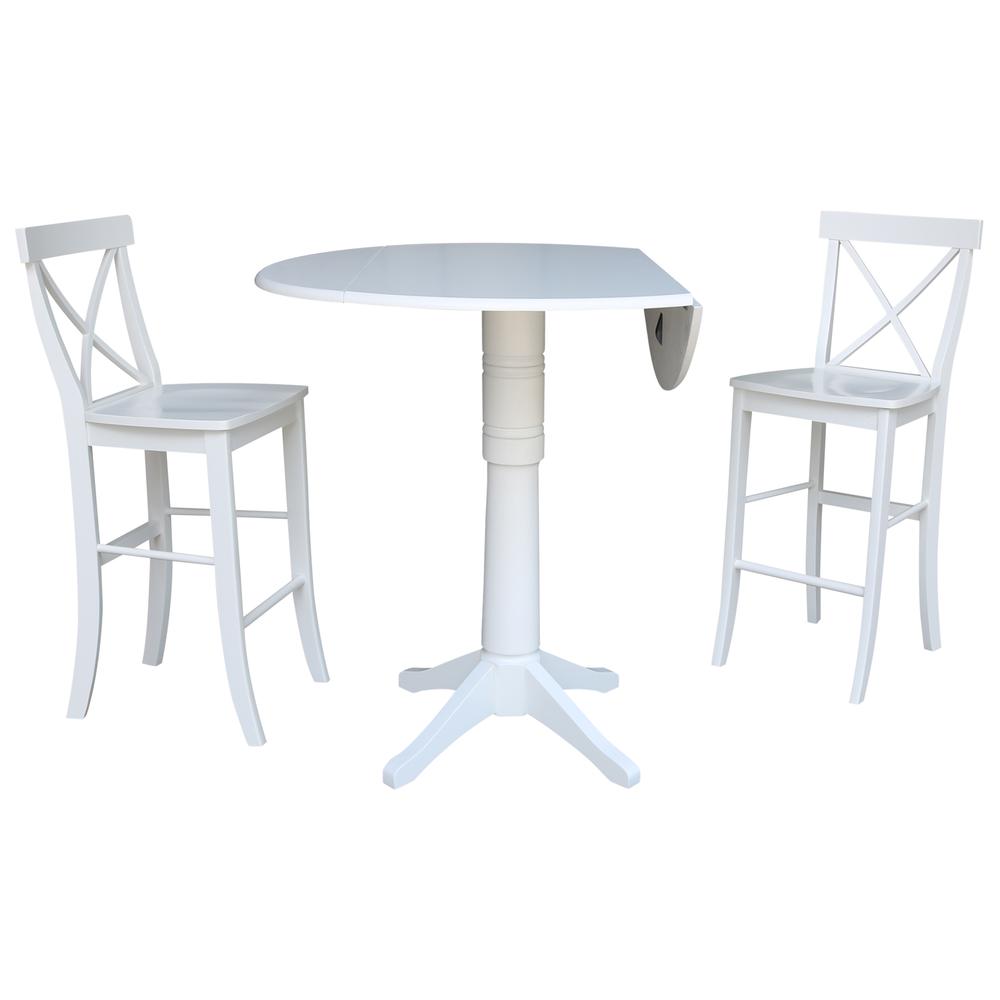 42 In Round Pedestal Bar Height Table with 2 Bar Height Stools