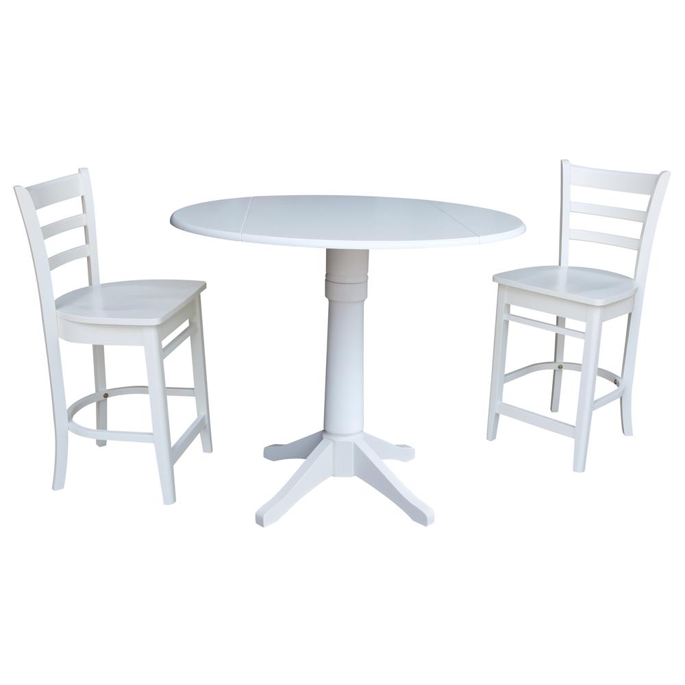 42 In Round Pedestal Gathering Height Table with 2 Counter Height Stools