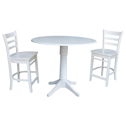 42 In Round Pedestal Gathering Height Table with 2 Counter Height Stools