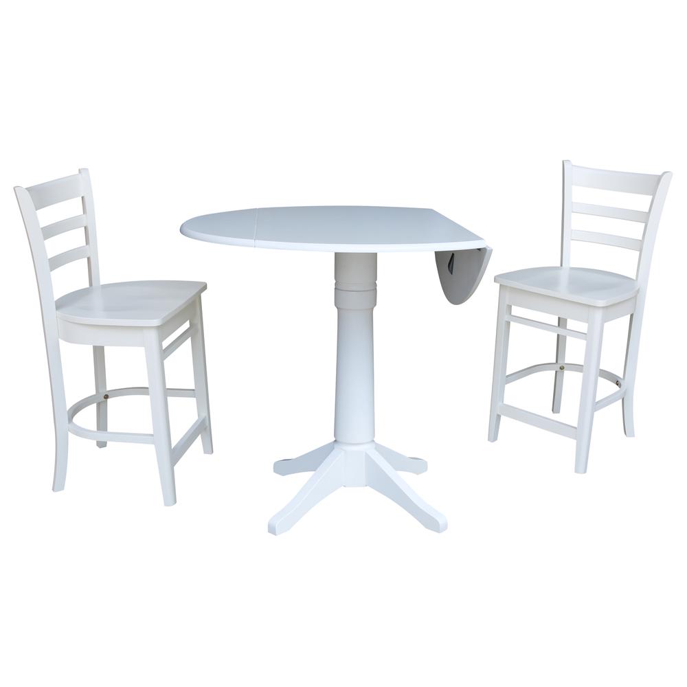 42 In Round Pedestal Gathering Height Table with 2 Counter Height Stools