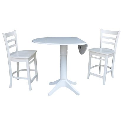 42 In Round Pedestal Gathering Height Table with 2 Counter Height Stools