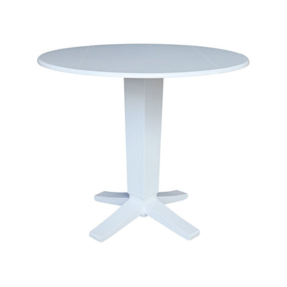 42 in Counter Height Dining Table with 2 Stools in White - 3 Piece Set