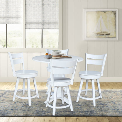42 in Counter Height Dining Table with 4 Stools in White - 5 Piece Set