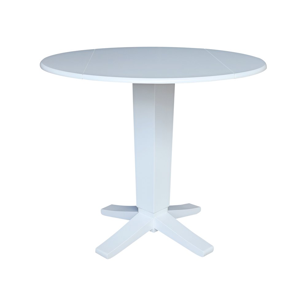 42 in Counter Height Dining Table with 4 Stools in White - 5 Piece Set