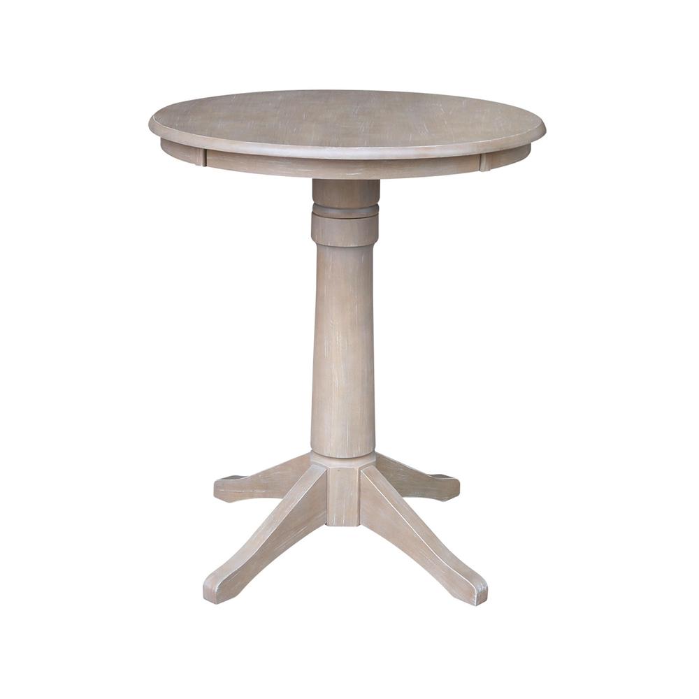 30" Round Pedestal Gathering Height Table With 2 San Remo Counter Height Stools