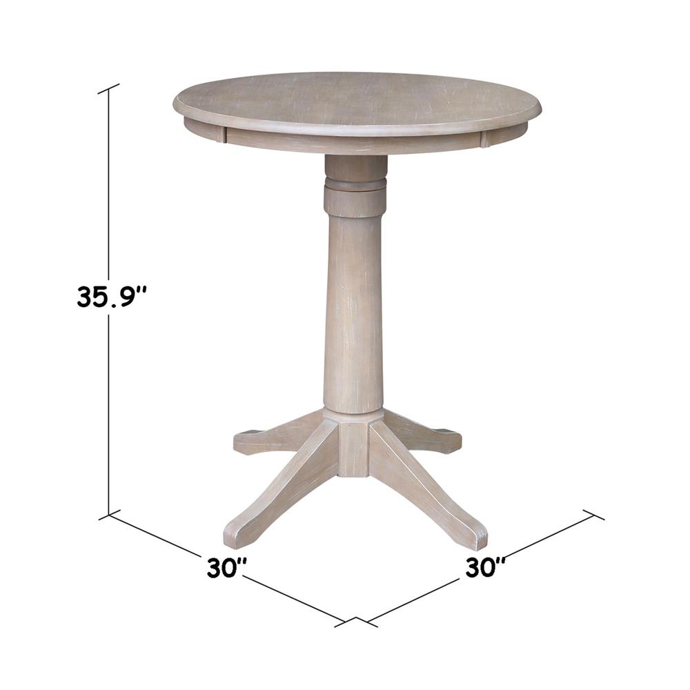 30" Round Pedestal Gathering Height Table With 2 San Remo Counter Height Stools