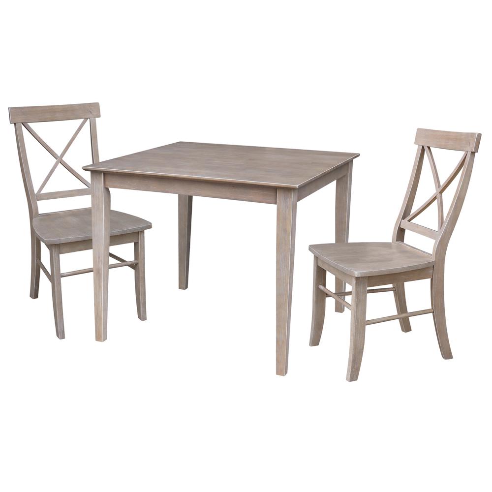 36X36 Dining Table With 2 X-Back Side Chairs