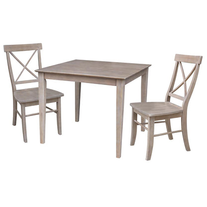36X36 Dining Table With 2 X-Back Side Chairs