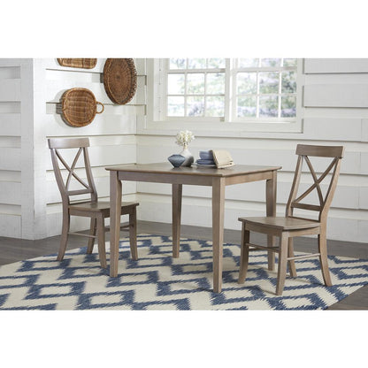 36X36 Dining Table With 2 X-Back Side Chairs